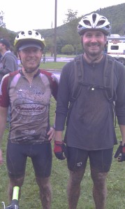 Volunteers Todd and Kris after sweeping the course. The monsoon that swept through at the start of the course made it just a little bit muddy that day...